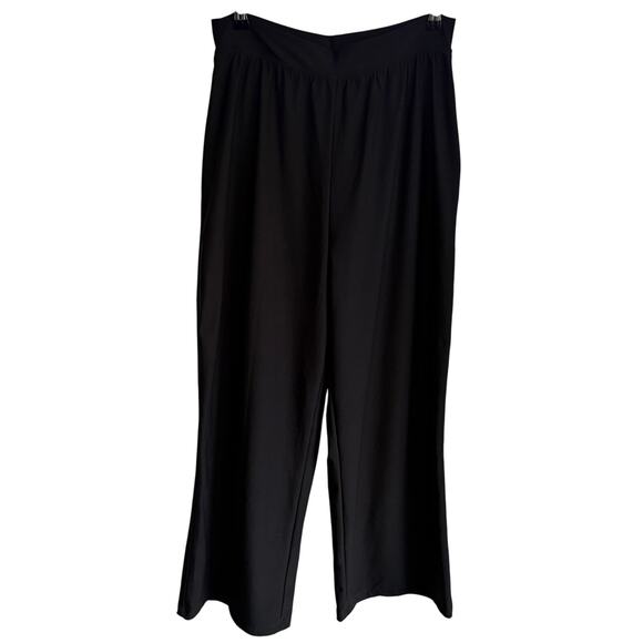 SPANX Wide Leg Black Pants Large High Rise Stretch Ankle Length Dress Trouser - Picture 1 of 6
